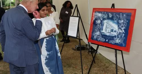 Sri Lankan artist presents Commonwealth cyanotype to King Charles III