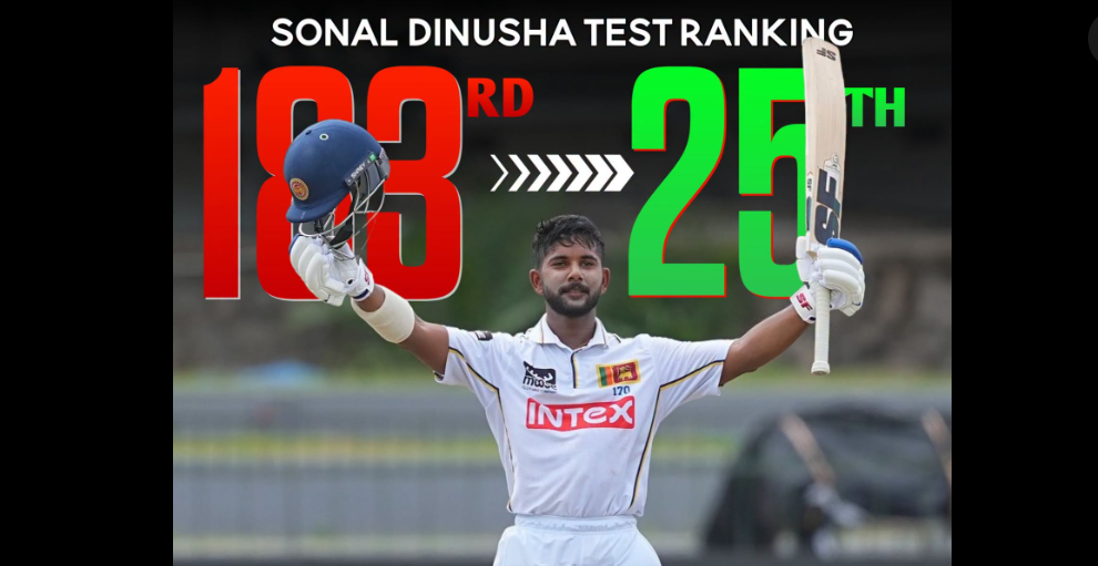 Sonal Dinusha Climbs to 25th in Latest ICC Test Batting Rankings