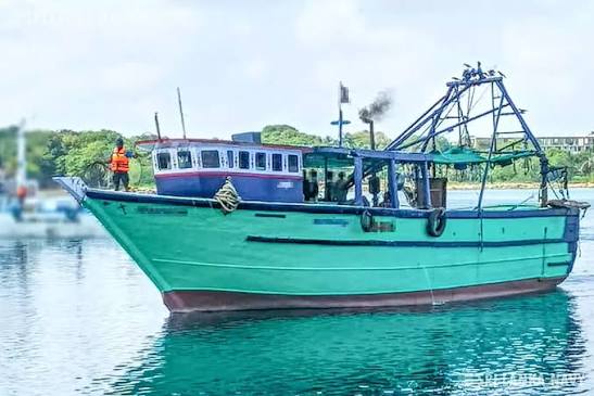 Indian Fishermen and Fishing Vessel Brought to Kankesanthurai Harbour