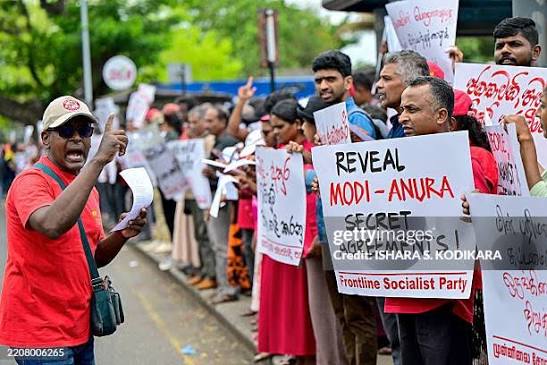 Frontline Socialist Party Holds Protest March in Colombo